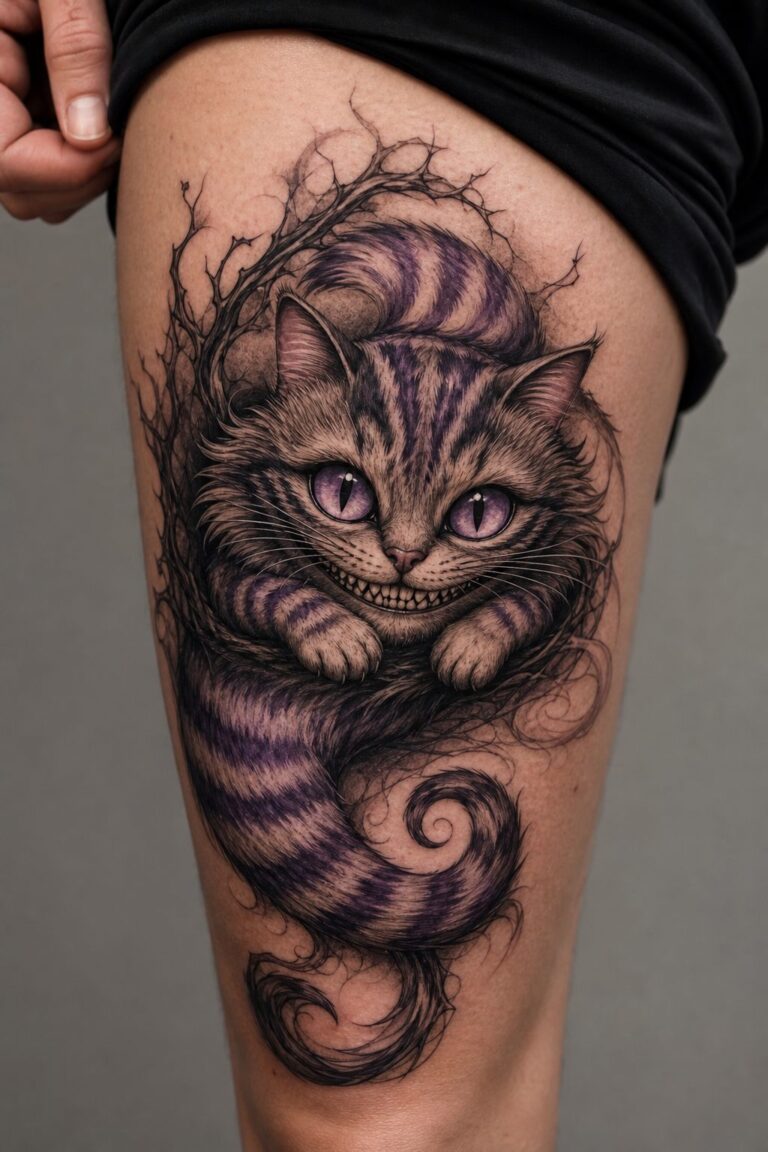Cat Cheshire Tattoo Meaning: Grin, Mystery & Rebellion