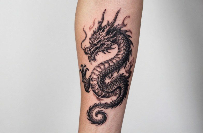 Dragon Of The Darkness Flame Tattoo Meaning: Shadow & Power