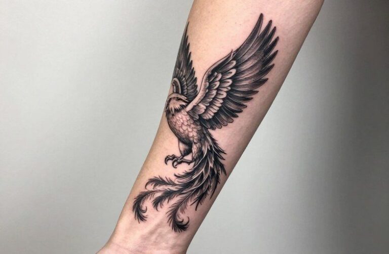 Phoenix Bird On Forearm Tattoo Meaning: Fire, Rebirth & Placement