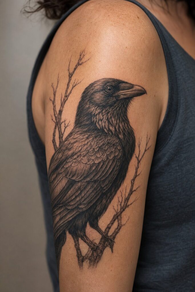 Raven Tattoo Meaning: Death, Mystery, and Transformation