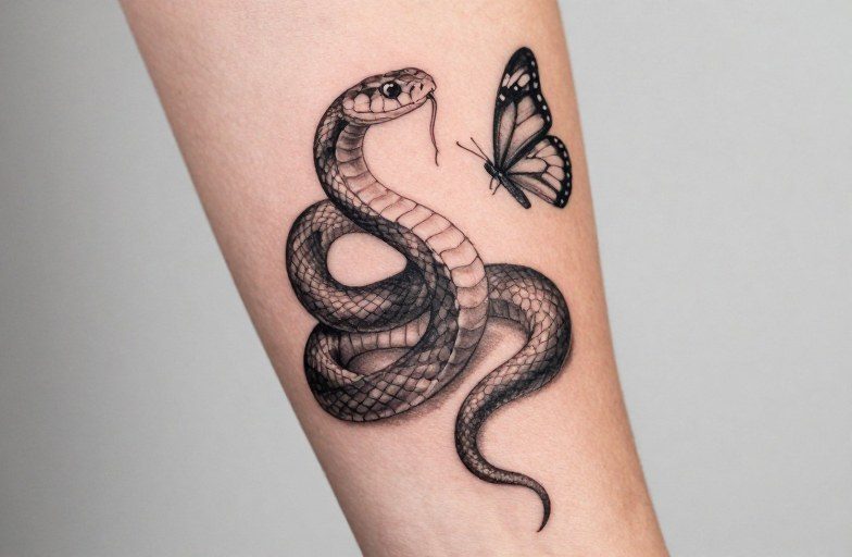 Snake And Butterfly Tattoo Meaning: Duality, Change & Rebirth