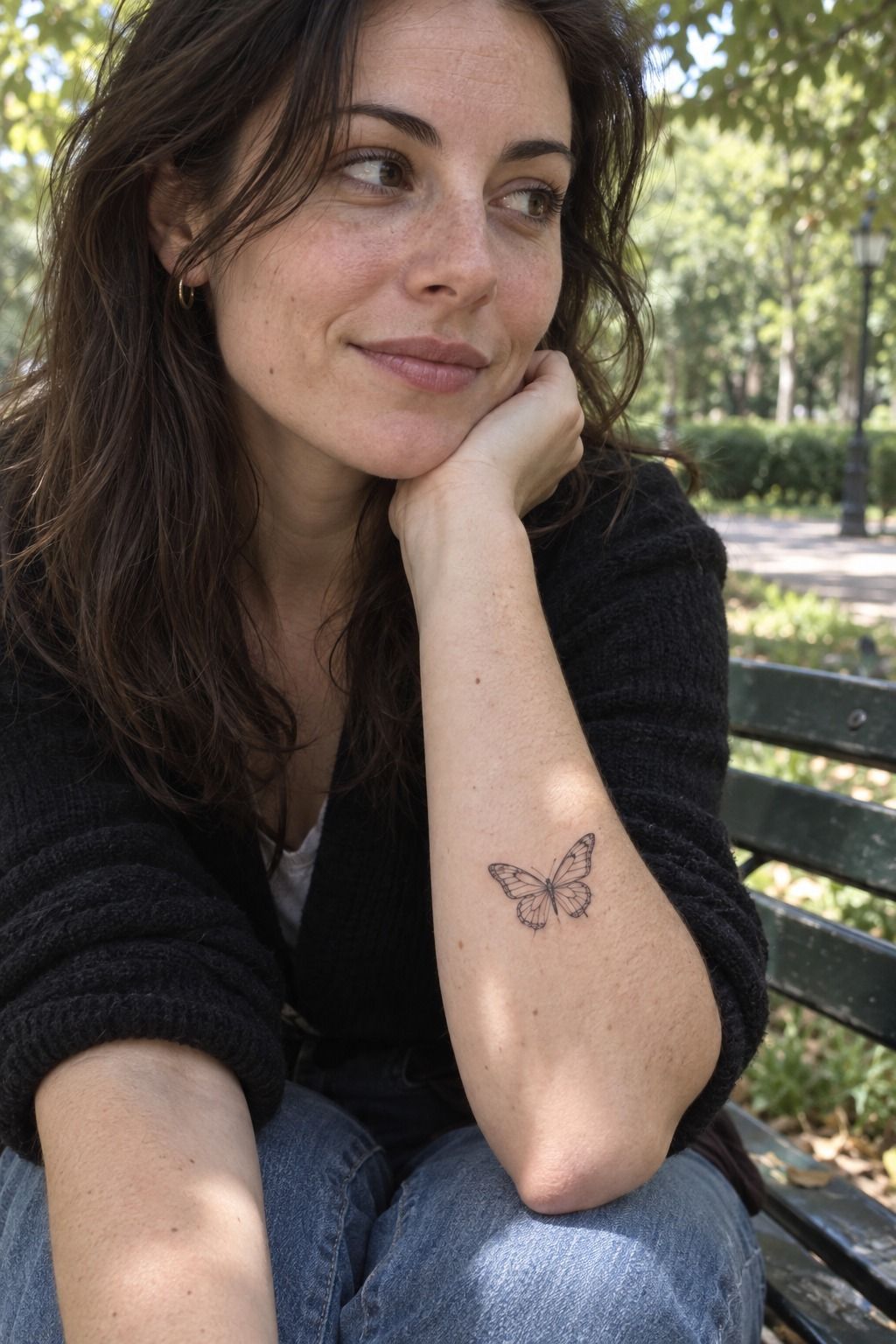 Small Butterfly Tattoo Arm With Fine Linework