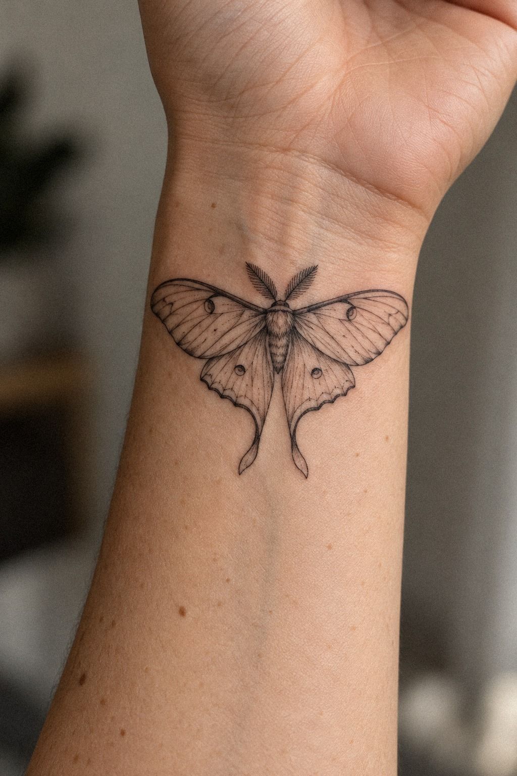 Behind the Ear, Keep a Unique Black Moth Tattoo Tiny