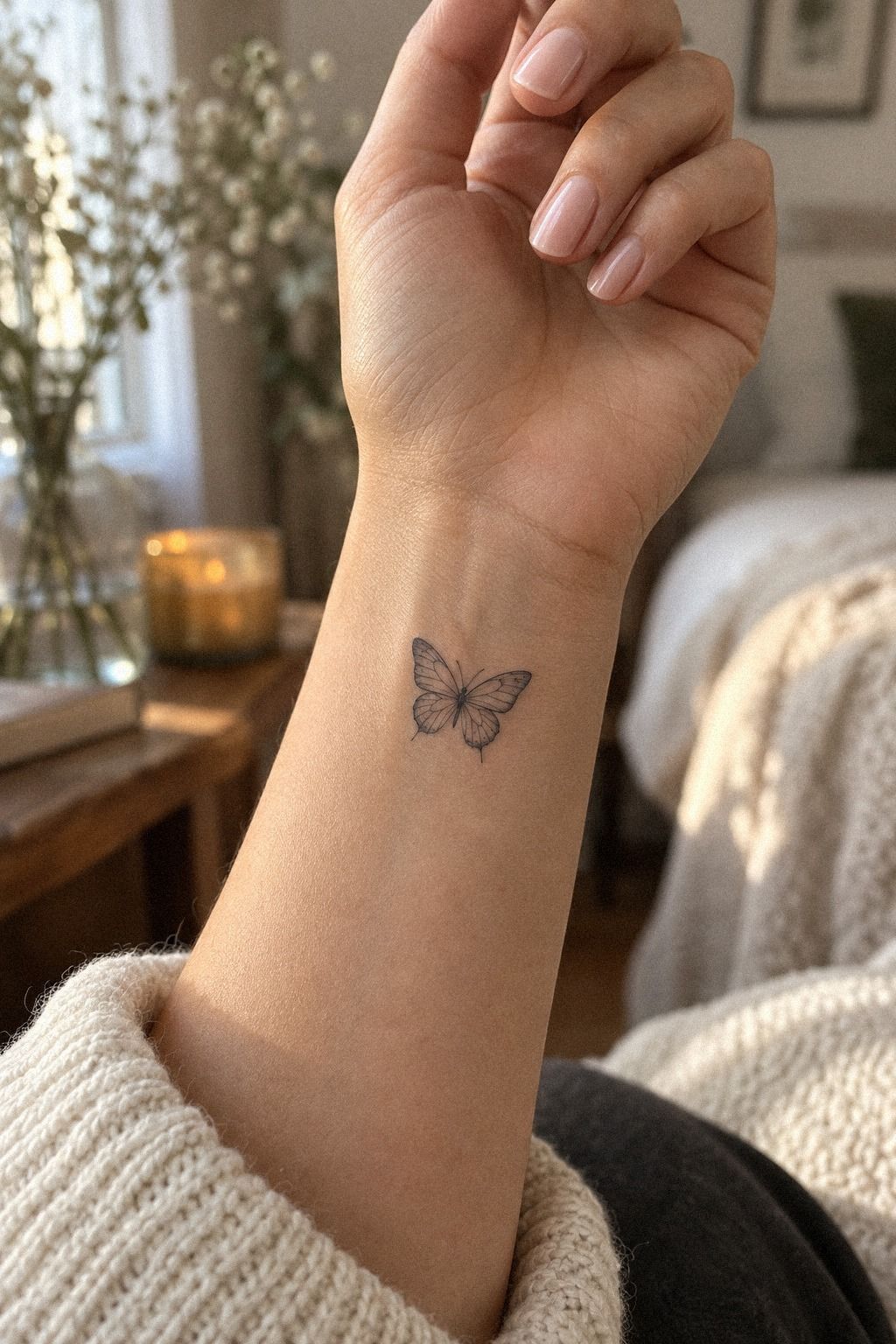 Unique Butterfly With Botanical Linework