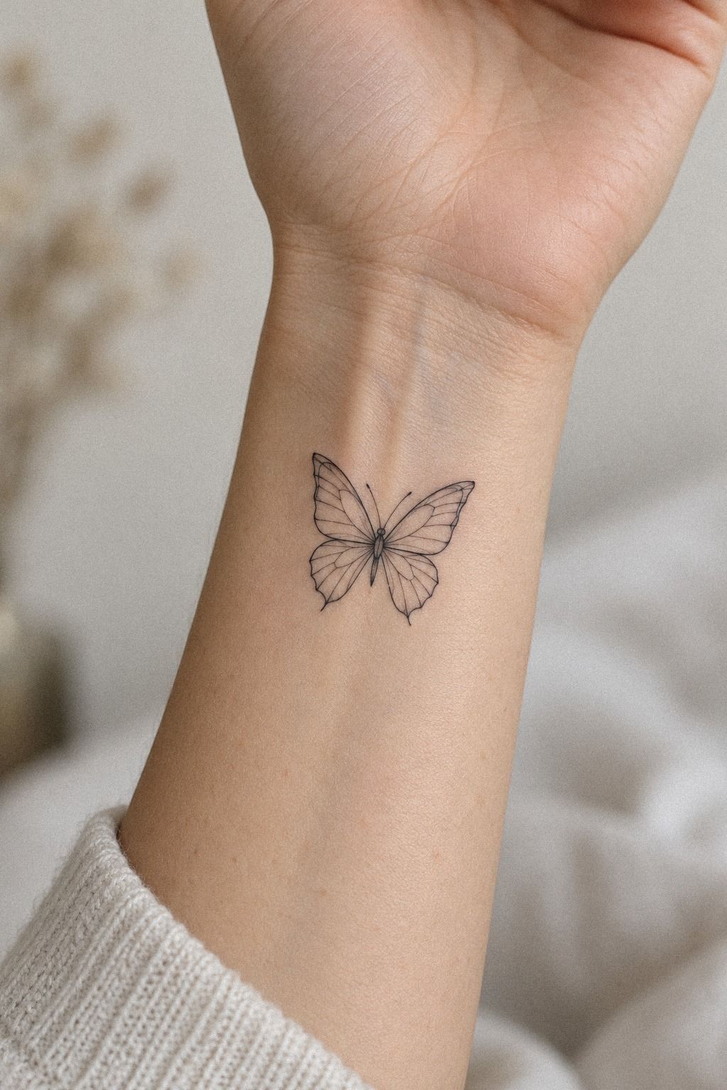 Delicate Butterfly Tattoo on the Wrist