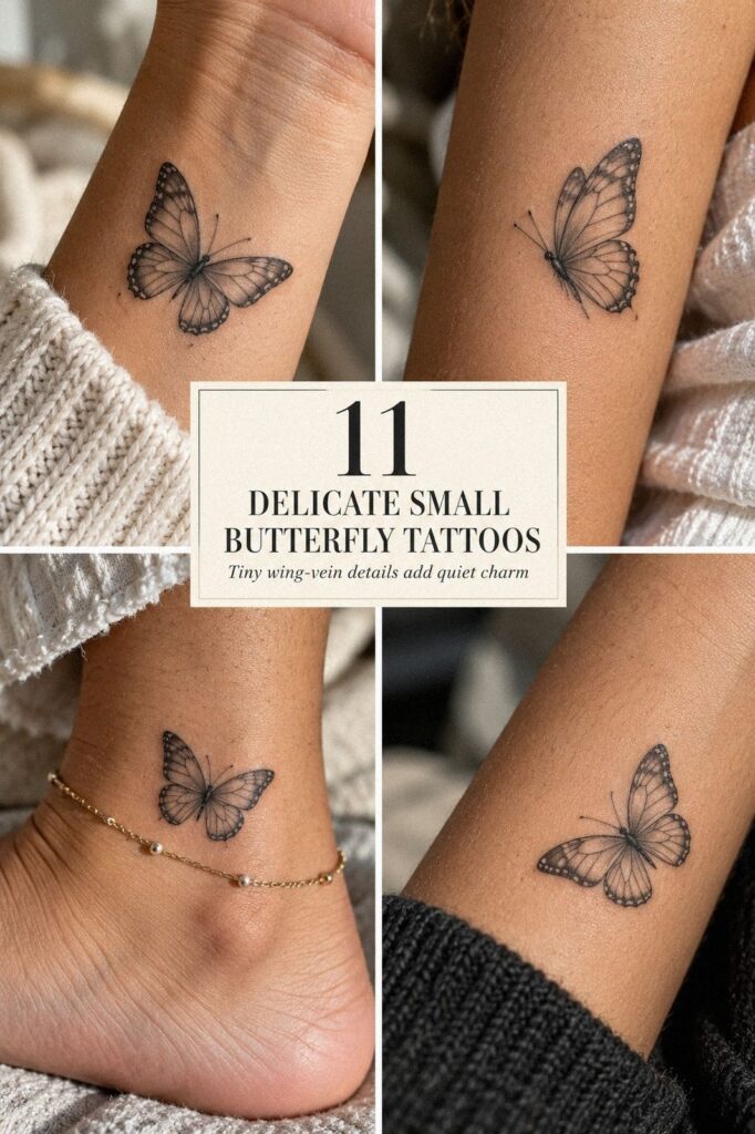 Low-Profile Delicate Small Butterfly Tattoo, Hidden at Work