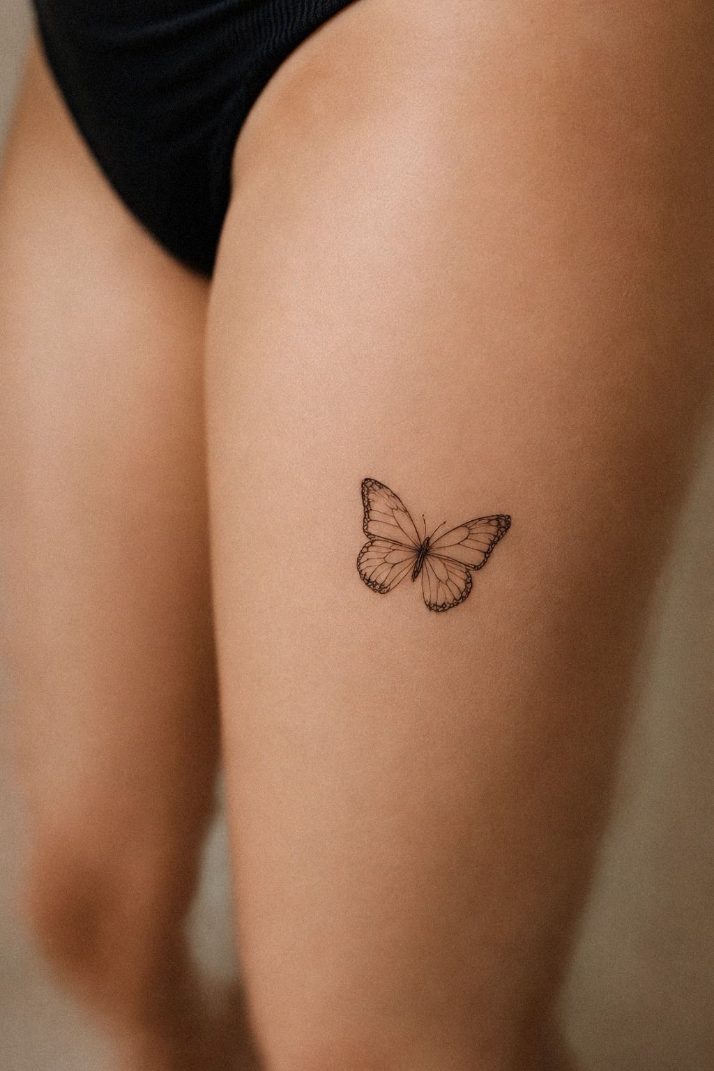 Minimal Delicate Butterfly Tattoo with Fine Dotwork