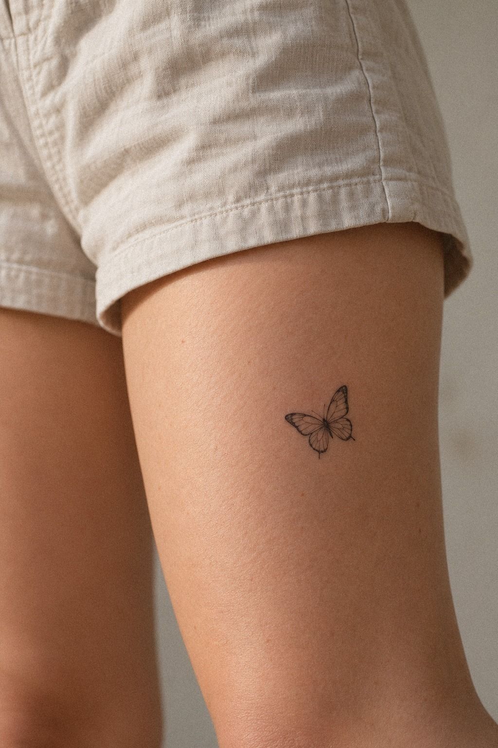 Delicate Small Butterfly Tattoo with Floral Details