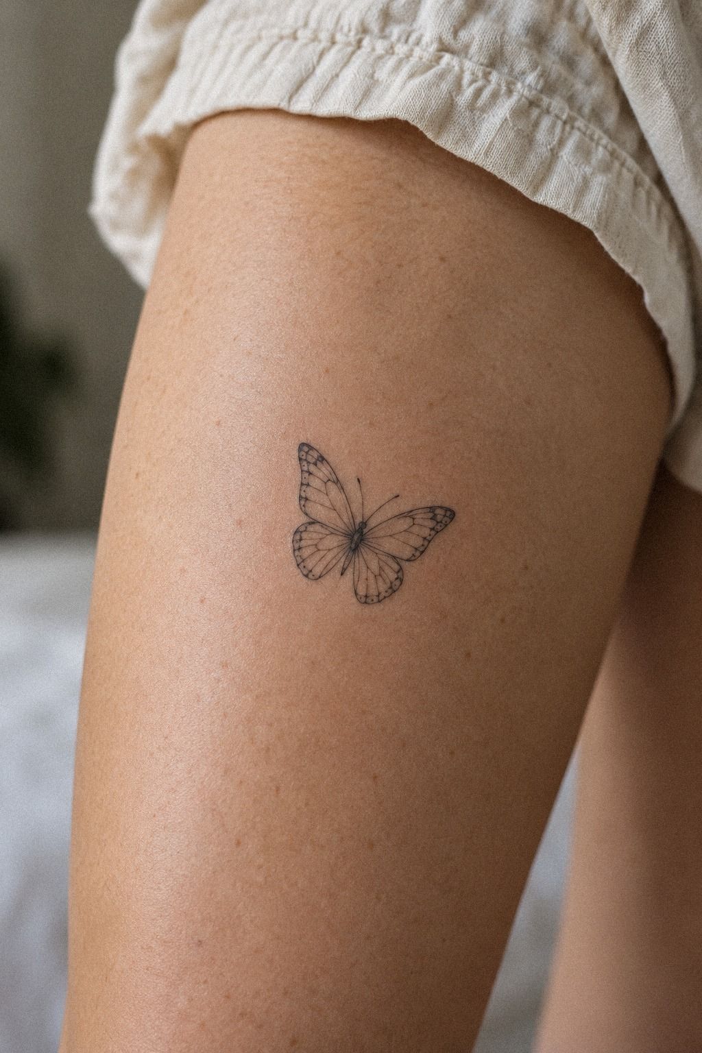 Unique Delicate Small Butterfly Tattoo in White Ink