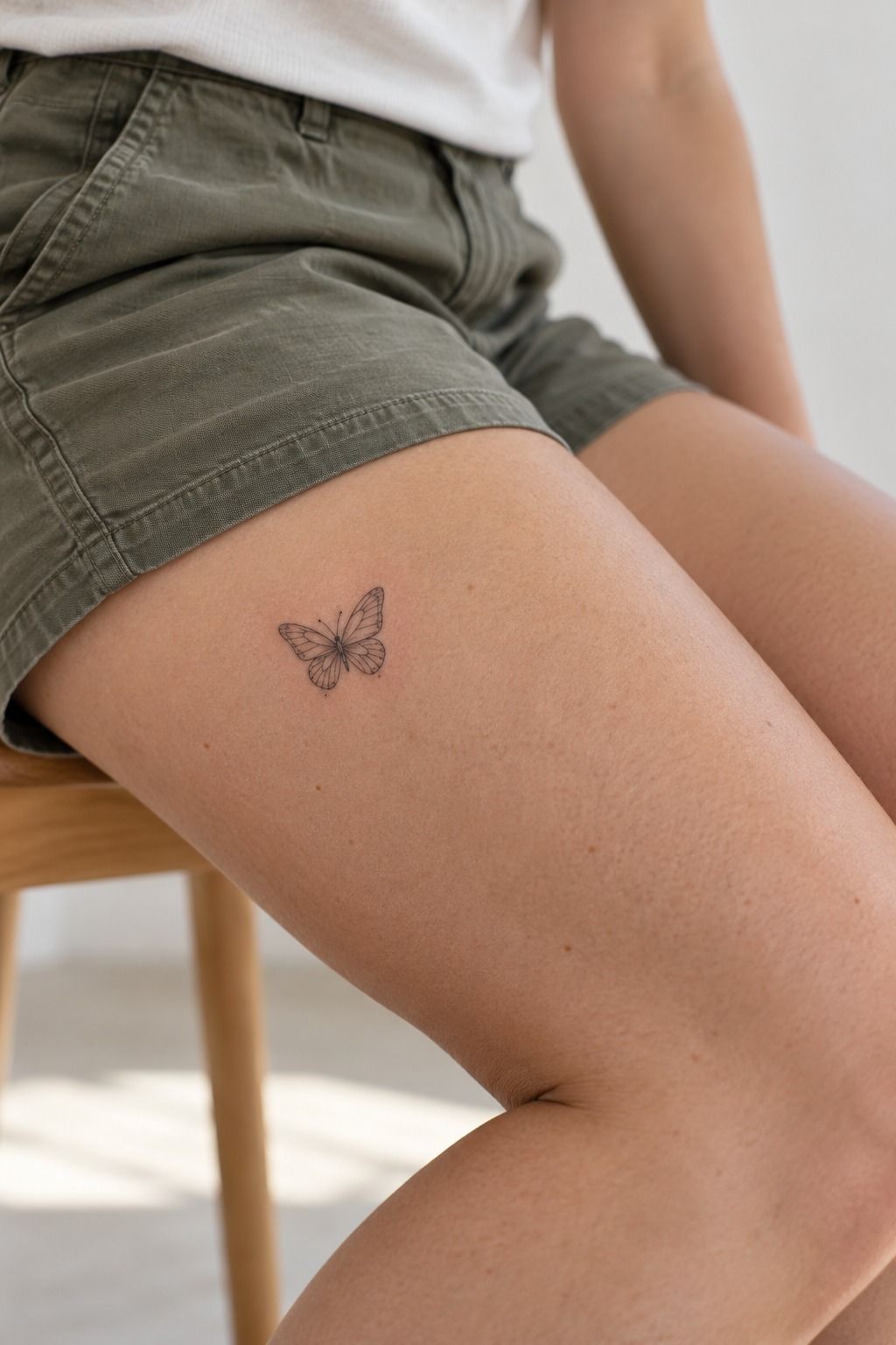 Symbolic Delicate Small Butterfly Tattoo with Initials