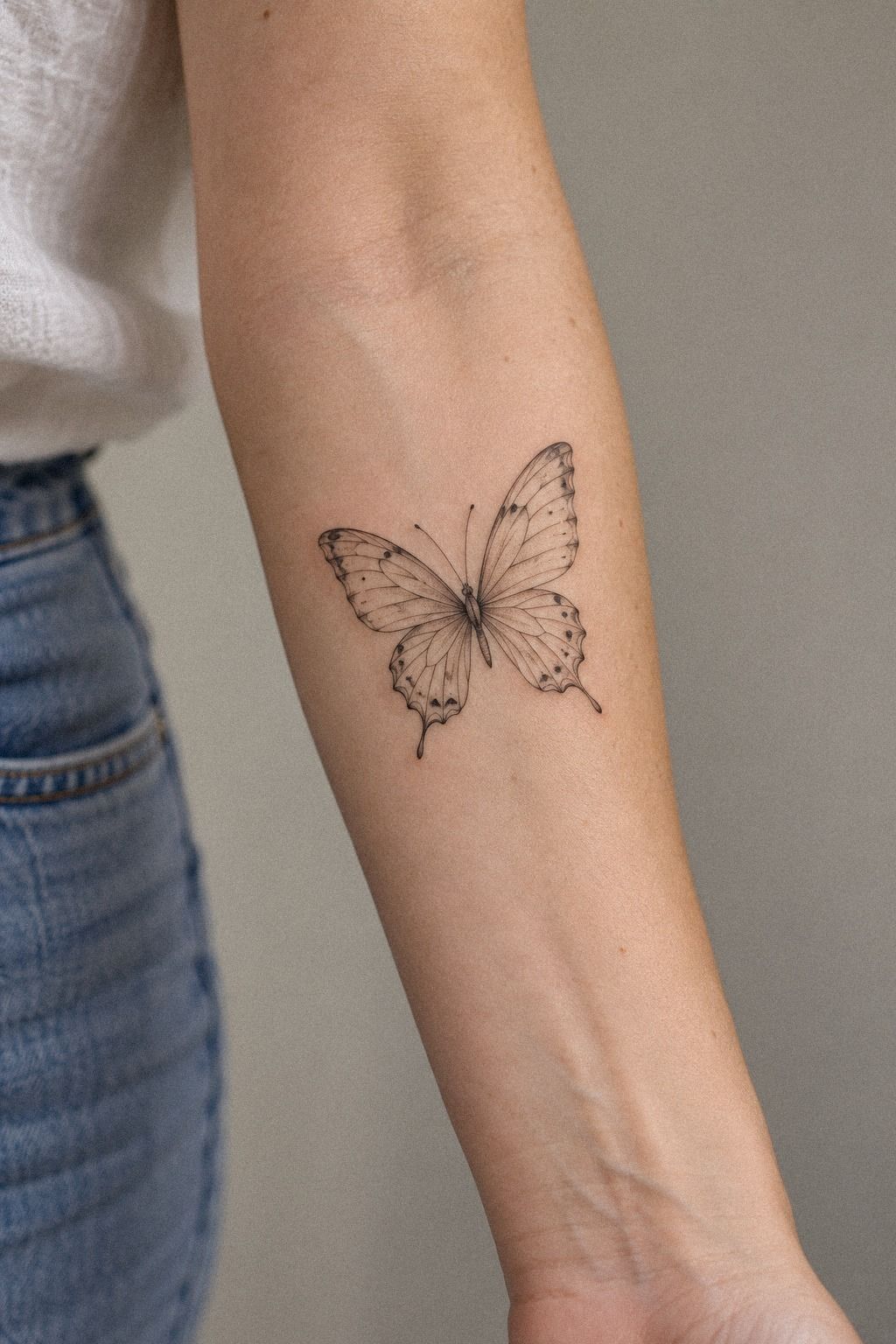 Sketch Flowing Butterflies Across the Shoulder