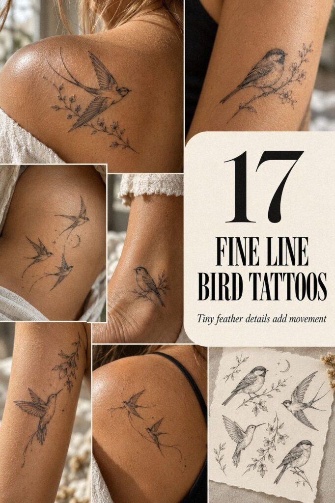 No-Regret Fine Line Bird Tattoos for Your First Ink