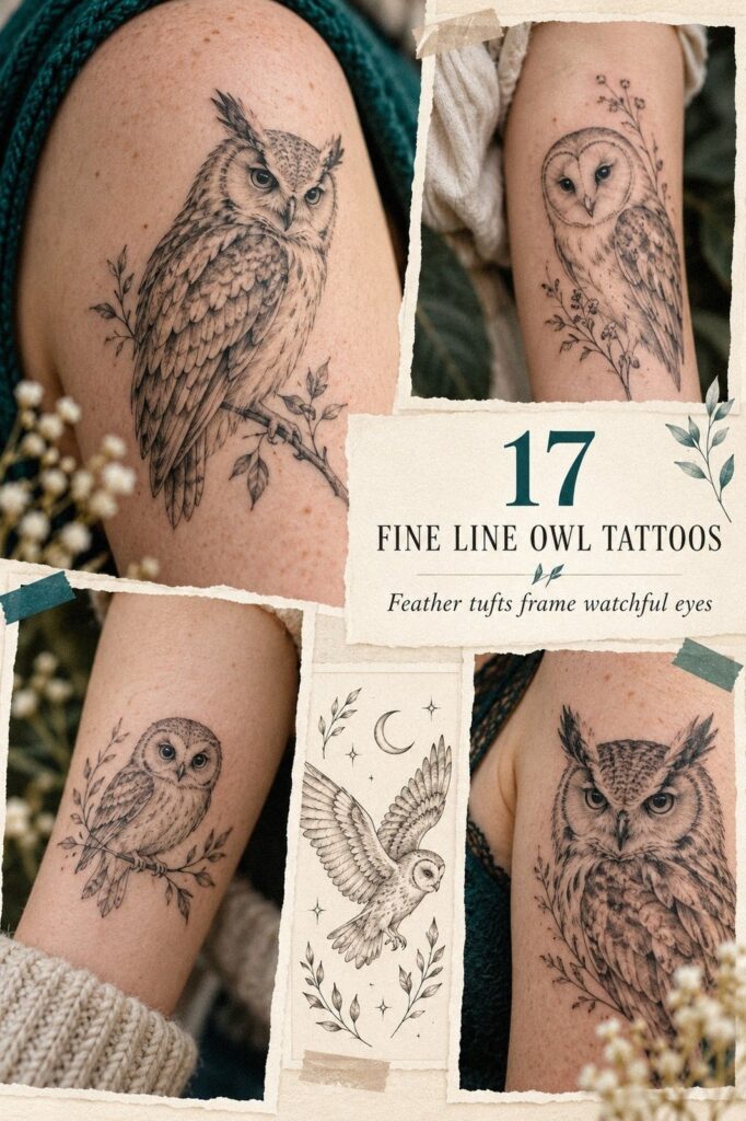 Easy to Hide Fine Line Owl Tattoos That Keep Ink Private