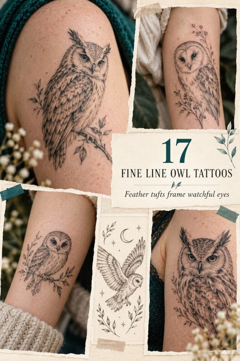 Easy to Hide Fine Line Owl Tattoos That Keep Ink Private