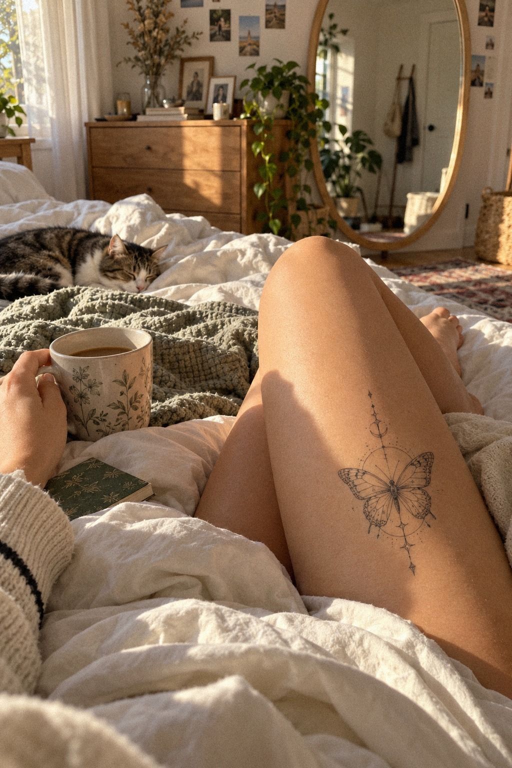 Sketched Geometric Black Butterfly Tattoo Ideas