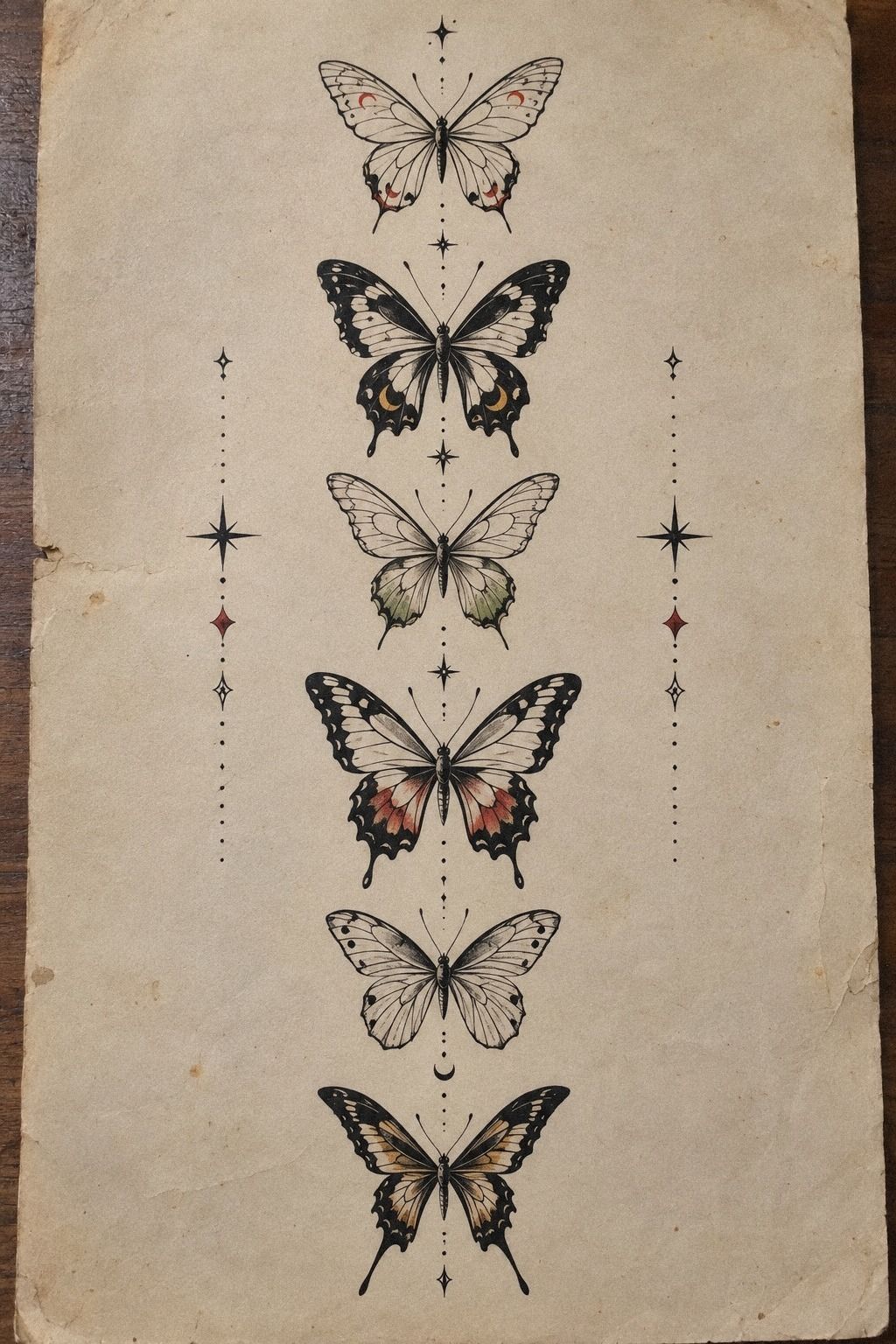Symmetrical Butterfly Spine Tattoo Designs
