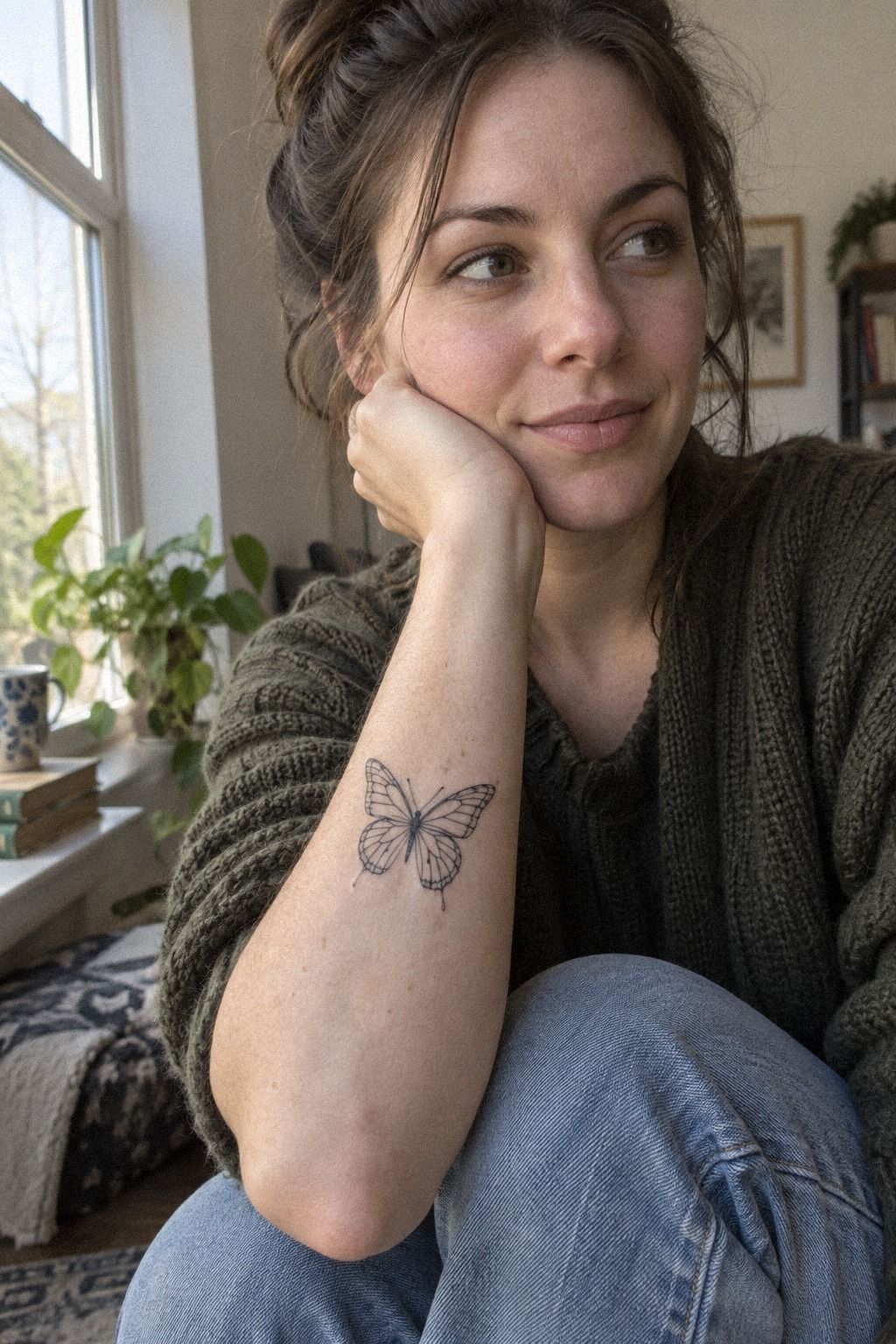 Geometric Butterfly Forearm Tattoo Designs
