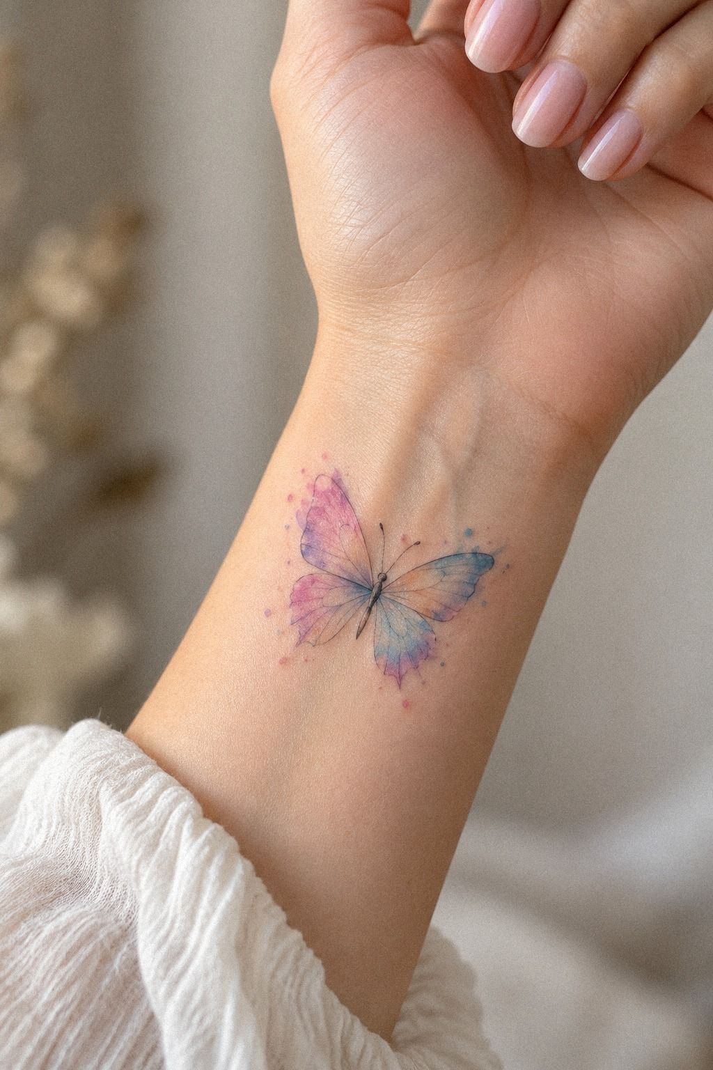 Test a Watercolor Small Butterfly Tattoo on the Ankle