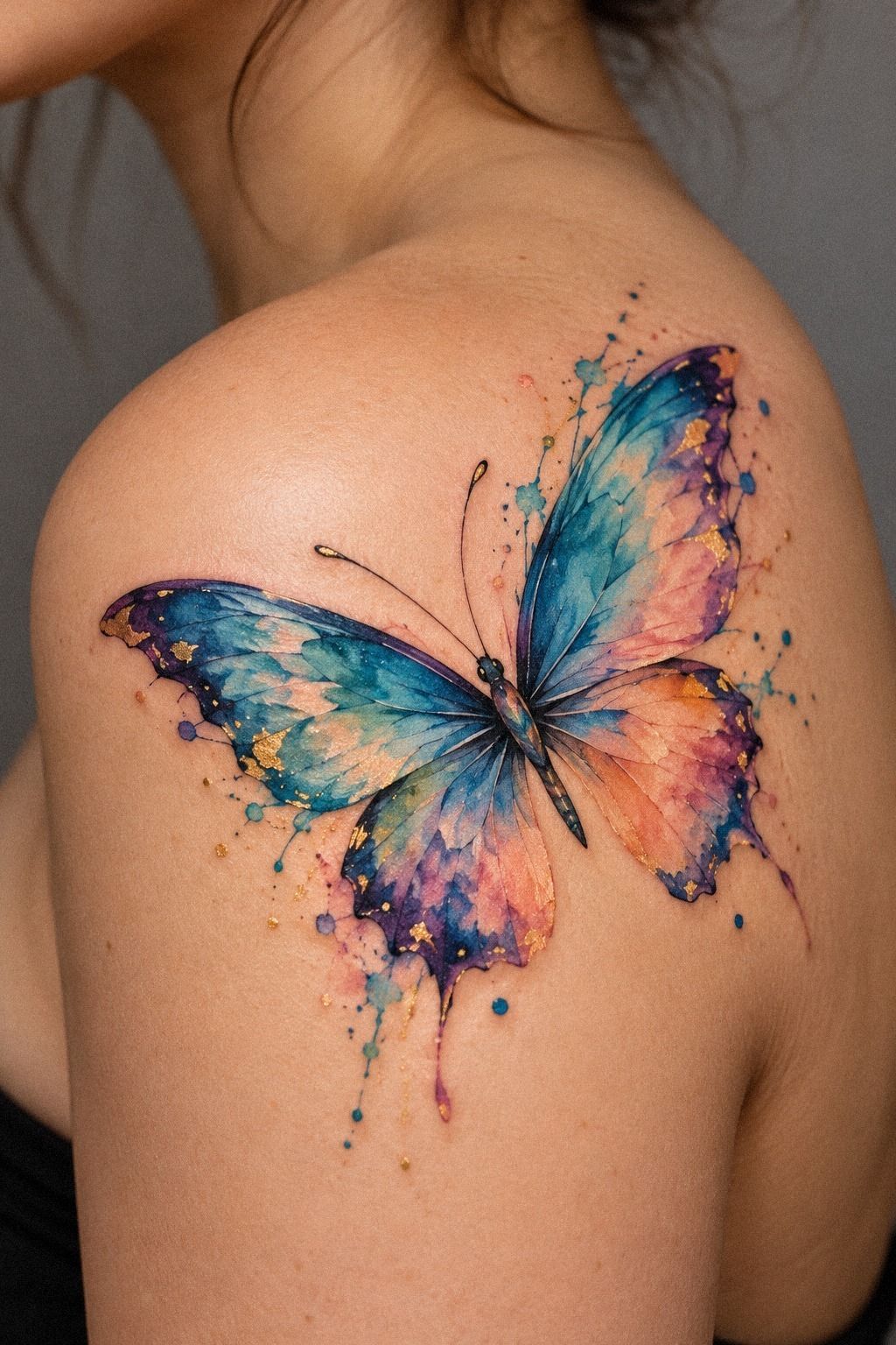 Behind the Ear, Keep Minimal Watercolor Butterfly Tattoos