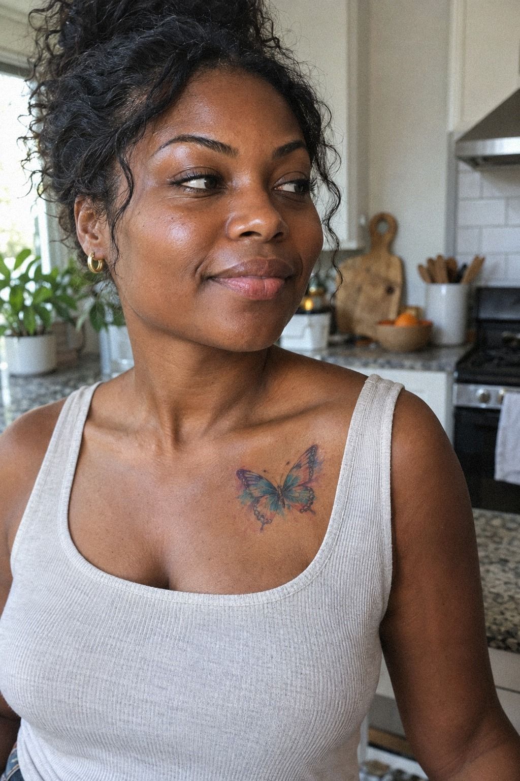What Can a Symbolic Watercolor Butterfly Say Along the Collarbone?